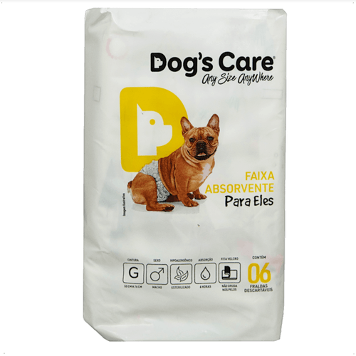 FRALDA HIGIÊNICA DESCARTÁVEL DOGS CARE G 06 UN PARA CÃES MACHOS